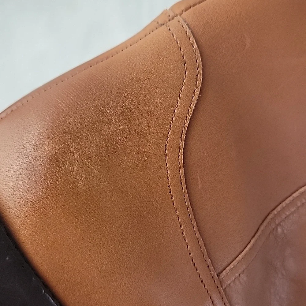 J.CREW‎ Tan Leather Over-The-Knee Fold Over Preppy Western Equestrian Boots 8.5